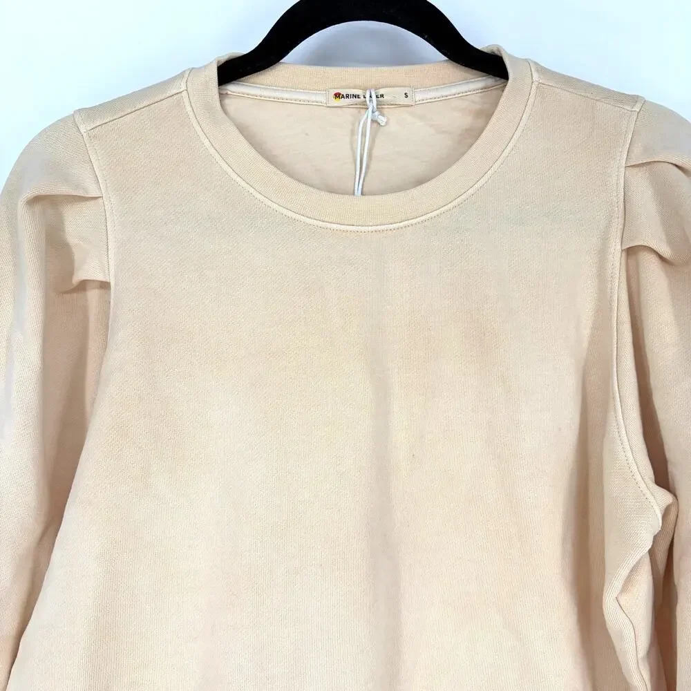 Marine Layer Enya Puff Sleeve Sweatshirt Antique White Women's Small NWT - Picture 9 of 10